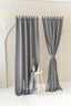 Semi Sheer Linen Curtain in Dark Gray with Tab Top