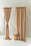 Semi Sheer Linen Curtain in Camel Brown with Back Tabs and Ceiling Track Tape