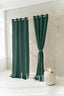 Semi Sheer Linen Curtain in Emerald Green with Grommets