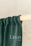 Semi Sheer Linen Curtain in Emerald Green with Rod Pocket