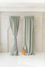 Linen Blackout Curtain with the Back Tabs and Ceiling Track Tape in Sage Green Color (1 Panel)