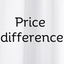 The words 'Price difference' in black serif text centered on a soft white curtain backdrop.