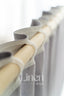 Linen Semi Sheer Curtains with the Back Tabs and Ceiling Track Tape in Light Grey color