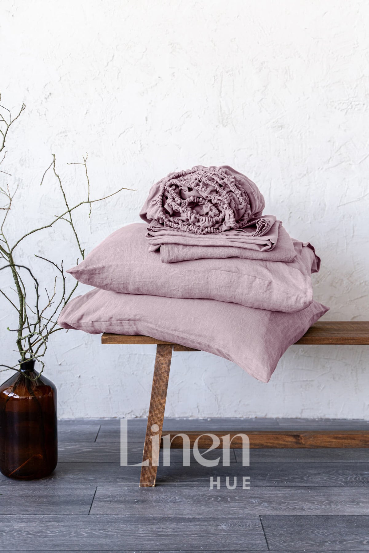 Linen Sheet set in Dusty Rose Color – Linen Hue