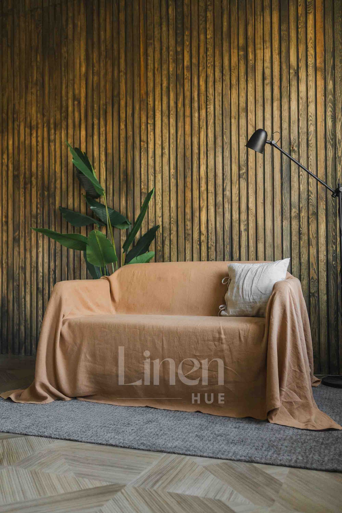 Linen Couch Cover in Camel Brown Color – Linen Hue
