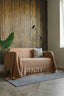 Linen Couch Cover in Camel Brown Color