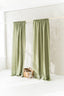 Semi Sheer Linen Curtain in Khaki Green with Rod Pocket 