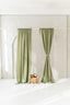Semi Sheer Linen Curtain in Khaki Green with Rod Pocket 