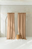 Semi Sheer Linen Curtain in Camel Brown with Back Tabs and Ceiling Track Tape