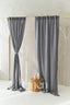 Semi Sheer Linen Curtain in Dark Gray with Back Tabs and Ceiling Track Tape