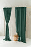 Semi Sheer Linen Curtain in Emerald Green with Back Tabs and Ceiling Track Tape