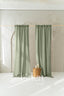 Semi Sheer Linen Curtain in Khaki Green with Back Tabs and Ceiling Track Tape 