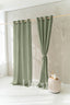 Semi Sheer Linen Curtain in Khaki Green with Grommets