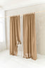 Semi Sheer Linen Curtain in Camel Brown with Tab Top 