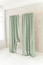 Semi Sheer Linen Curtain in Sage Green with Tab Top