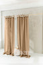 Semi Sheer Linen Curtain in Camel Brown with Tie Top