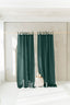 Semi Sheer Linen Curtain in Emerald Green with Tie Top 