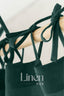 Semi Sheer Linen Curtain in Emerald Green with Tie Top 