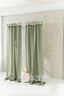 Semi Sheer Linen Curtain in Khaki Green with Tie Top
