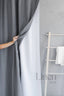 Dark Gray Linen Shower Curtain with Waterproof Liner