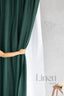 Emerald Green Linen Shower Curtain with Waterproof Liner