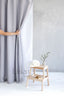 Linen Shower Curtain in Light Gray with Multifunction Tape