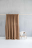 Linen Shower Curtain in Camel Brown with Multifunction Tape
