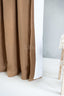 Linen Shower Curtain in Camel Brown with Multifunction Tape