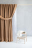 Linen Shower Curtain in Camel Brown with Multifunction Tape