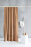 Linen Shower Curtain in Camel Brown with Buttonholes