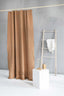 Linen Shower Curtain in Camel Brown with Buttonholes