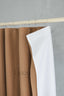 Linen Shower Curtain in Camel Brown with Buttonholes