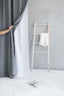 Linen Shower Curtain in Dark Gray with Multifunctional Tape