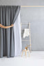 Linen Shower Curtain in Dark Gray with Multifunctional Tape