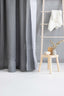 Linen Shower Curtain in Dark Gray with Multifunctional Tape