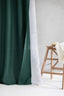 Linen Shower Curtain in Emerald Green with Multifunction Tape