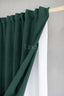 Linen Shower Curtain in Emerald Green with Multifunction Tape