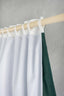Linen Shower Curtain in Emerald Green with Multifunction Tape