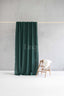Linen Shower Curtain in Emerald Green with Multifunction Tape