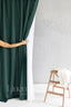 Linen Shower Curtain in Emerald Green with Buttonholes
