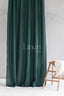 Linen Shower Curtain in Emerald Green with Buttonholes