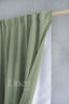 Linen Shower Curtain in Khaki Green with Multifunction Tape