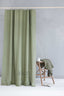 Linen Shower Curtain in Khaki Green with Buttonholes