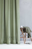 Linen Shower Curtain in Khaki Green with Multifunction Tape