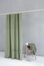 Linen Shower Curtain in Khaki Green with Buttonholes