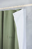 Linen Shower Curtain in Khaki Green with Buttonholes