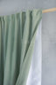 Linen Shower Curtain in Sage Green with Multifunction Tape