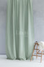 Linen Shower Curtain in Sage Green with Buttonholes