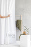 Linen Shower Curtain in White with Multifunction Tape
