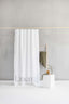 Linen Shower Curtain in White with Buttonholes